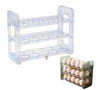 Marchfunny Boîte à œufs à plusieurs niveaux, boîte de rangement pour réfrigérateur, armoire de cuisine, plateau de rangement en plastique transparent avec poignée, 30 emplacements (transparent)