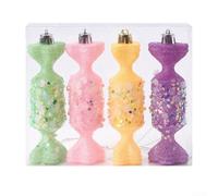 Marchfunny Boules de Noël décoratives en PVC, couleur maca, adaptées aux enfants, décoration festive à suspendre pour sapin et vacances, décoration saisonnière de la maison (C)