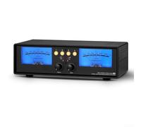 Marchfunny Distributeur audio 4 voies, micro + ligne analogique, double VU mètre, indicateur de niveau sonore, répartiteur audio (rétroéclairage bleu)