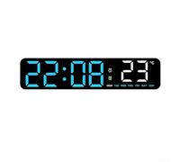Marchfunny Horloge numérique LED avec affichage de la température, contrôle manuel de la luminosité, compte à rebours d'événements, accent de lumière ambiante (coque noire bleue)