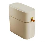 Marchfunny Poubelle à fermeture automatique avec pédale, conçue pour la cuisine, la salle de bain et le salon, poubelle robuste en PVC de 10 L pour une élimination propre des déchets (10 l, crème)