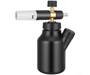 Marchfunny Pulvérisateur à mousse de 1 L avec débit haute pression, buse réglable et interface de connexion rapide pour un lavage efficace de la voiture et l'entretien du jardin (noir et blanc)