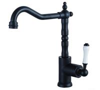 Marchfunny Robinet de cuisine en laiton avec finition dorée polie profil col de cygne et bec pivotant à 360 degrés pour une couverture efficace de l'évier (noir)