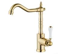 Marchfunny Robinet de cuisine en laiton avec finition dorée polie profil col de cygne et bec pivotant à 360 degrés pour une couverture efficace de l'évier (doré)