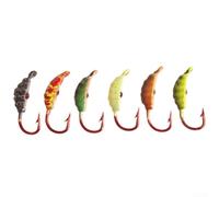 Marchfunny Silkworm Pupa Profile Tête plombée 1,75 g pour pêche sur glace et simulation de mouvement naturel en eau froide (boîte de 6 couleurs)