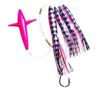 Marchfunny UV Glow - Ensemble de leurres de pêche à la traîne en forme de calmar pour pêche en eau salée, bas de ligne Crankbait de 12,7 cm avec teasers de calmars de 15,2 cm et 22,9 cm, corps lesté