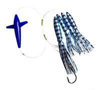 Marchfunny UV Glow - Ensemble de leurres de pêche à la traîne en forme de calmar pour pêche en eau salée, bas de ligne Crankbait de 12,7 cm avec teasers de calmars de 15,2 cm et 22,9 cm, corps lesté