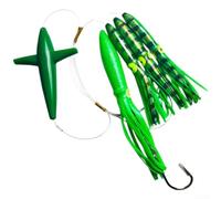 Marchfunny UV Glow - Ensemble de leurres de pêche à la traîne en forme de calmar pour pêche en eau salée, bas de ligne Crankbait de 12,7 cm avec teasers de calmars de 15,2 cm et 22,9 cm, corps lesté