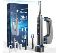 Marchpower Brosse à Dent Electrique avec Jet Dentaire 3 en 1 Oscillation 46° Kit Irrigateur Portable Adulte, 3+3 Modes Nettoyage, Réservoir Magnétique 155ML, 2 Têtes de Rechange, IPX7 Etanche