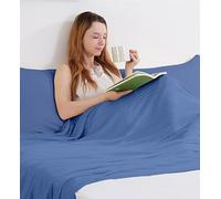 Marchpower Couverture rafraîchissante 200 × 150 cm - Bleue - Couverture 2 en 1 double face : moelleuse et rafraîchissante - Parfaite comme couverture d'été, couverture douillette, couverture de canapé