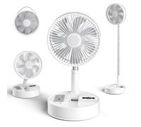 Marchpower Ventilateur Silencieux Pliable Ventilateur sur Pied Table 2 en 1 Télécommandée 4 Vitesses 7200mAh Batterie Rechargeable Ø8''/20CM Portable pour Chambre à Coucher Bureau Voyage-Blanc