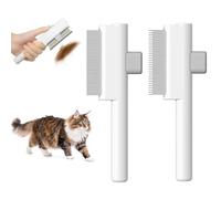 Marchul 2 Pièces Peigne pour Chats, Peigne à Puces Autonettoyant pour Chat et Chien, Brosse de Toilettage pour Animaux de Compagnie Poil Court et Poil Long, pour Enlever Les Poils D'animaux (Blanc)