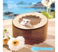 Marchul Bac de bain de sable pour hamster, bac de bain avec pelle de nettoyage, baignoire marron pour hamster, salle de bain, toilettes, litière pour hamster nain, hamster syrien, gerbille, facile à