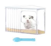 Marchul Récipient de bain de sable triangulaire stable pour hamster, grand espace avec pelle de nettoyage, toilettes transparentes faciles à nettoyer (blanc, 22,9 x 13,2 x 15 cm)