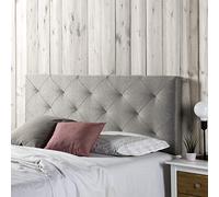 marcKonfort Tête de lit Milano 150X60, Losanges en Tissu Gris, 8 cm d'épaisseur