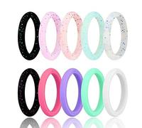 Marclix Bague de mariage en silicone, Anneau de sport en silicone colore de couple, Lot de 10, Taille 5