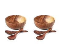 Marclix Lot de 2 saladiers en bois de 24 cm avec cuillère, peuvent être utilisés pour les fruits, la salade