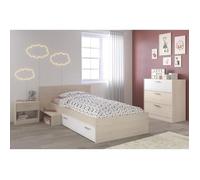 Marco Chambre Enfant Complete Style Contemporain Décor Acacia Clair Et Blanc - L 90 X L 190 Cm Blanc
