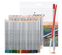 MARCO Crayons de couleur hydrosolubles - 48 couleurs, hexagonal, bois naturel. Conçu comme cadeau de fête pour les amateurs d'art, les peintres et les adultes. Facile à transporter