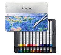MARCO Crayons de couleur série 7100 - 48 couleurs pour adultes - Mines épaisses de craie à l'huile - Bois hexagonal - Parfait pour les débutants et les adultes - Boîte en fer avec
