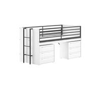 AltoBuy Marco - Lit Surélevé Combiné 90x200cm Plateau Coulissant avec Rangements 3T Blanc
