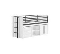 MARCO - Lit Surélevé Combiné 90x200cm Plateau coulissant avec Rangements Blanc - Altobuy Blanc G