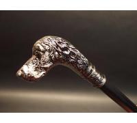 Marco Paul Canne de marche en étain noir pour homme et femme Style vintage Tête de chien