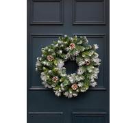 Marco Paul Couronne de Noël de luxe avec pommes de pin - Grande couronne de porte d'entrée artificielle avec pointes enneigées - Élégante décoration de Noël pour intérieur et extérieur pour la maison