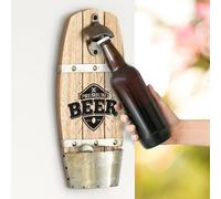 Marco Paul Décapsuleur mural en forme de tonneau de bière pour bar, cuisine en bois de style rétro vintage (logo de bière de qualité supérieure)