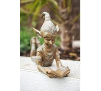 Marco Paul Décoration de Jardin féérique en Bronze pour l'extérieur - Statue d'elfe de Noël allongée en résine et résistante aux intempéries - Sculpture de Jardin pour Jardin féérique, terrasse 35 cm