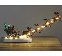 Marco Paul Décoration de Noël à LED en forme de traîneau et renne volant - Décoration de Noël d'intérieur pour éclairage de scène de village - Fonctionne avec piles