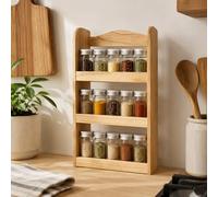 Marco Paul Étagère traditionnelle autoportante en bois pour herbes et épices, 15 pots de rangement pour cuisine, garde-manger, idéal pour stocker des herbes, des épices et des assaisonnements