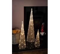 Marco Paul Interiors Lot de 3 sapins de Noël lumineux à LED Doré