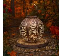 Marco Paul Lanterne solaire LED Éclairage d'automne pour jardin extérieur Lampe ronde pour l'extérieur Lampe de table de jardin d'automne Style démasque Éclairage extérieur Lampe solaire