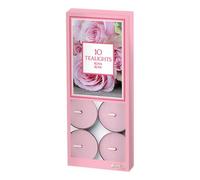 Marco Paul Lot de 10 bougies parfumées à la rose - Bougies chauffe-plat florales de 8 heures à combustion propre - Bougies roses pour bougeoirs, décoration de Noël, cadeaux de cheminées et bougies