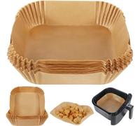 Marco Paul Lot de 100 doublures en papier sulfurisé jetables pour friteuse à air comprimé Ninja Dual, anti-adhésifs, résistants à la graisse (100 carrés)