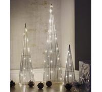 Marco Paul Lot de 3 sapins de Noël modernes en forme de cône avec 90 lumières LED - éclairé à alimentation électrique - lumineux sur pied - Décoration de sol pour