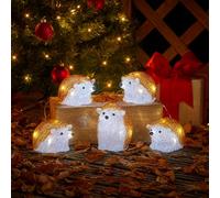 Marco Paul Lot de 5 guirlandes lumineuses de Noël à DEL en forme de hérisson à piles avec minuterie automatique pour intérieur et extérieur