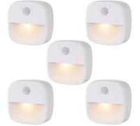 Marco Paul Lot de 5 veilleuses LED à piles avec capteur PIR marche/arrêt automatique pour chambre, couloir et placard 50 lumens
