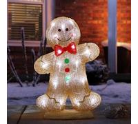 Marco Paul Lumière de Noël LED fantaisie en forme de bonhomme en pain d’épices, résistante aux intempéries et durable, décoration intérieure et extérieure, grande figurine de Noël