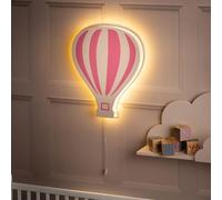 Marco Paul Rosa Montgolfière en Bois Blanc LED Veilleuse Alimentée par Batterie pour Décoration de Chambre d'enfant, Applique Murale, Installation Murale, Lampe de Chevet pour Chambre d'enfant, Cadeau