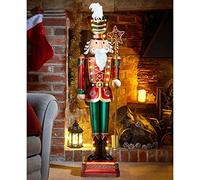 Marco Paul Statue de Soldat Casse-Noisette Rouge Avec Lumières LED - Décoration de Noël Peinte à la Main - Décoration d'Intérieur