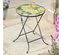 Marco Paul Table de bistrot ronde décorative d'extérieur avec plateau en verre de style classique et cadre en métal robuste pour terrasse, terrasse, table à boissons, 56 cm (citron)