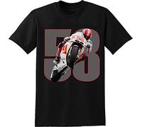 Marco Simoncelli Super Sic Moto GP Rider Men's T-Shirt Unisex Tee Black Black T-Shirts à Manches Courtes(Small)