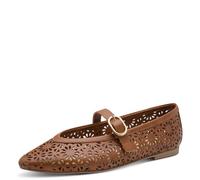 MARCO TOZZI Ballerines Femme Semelle intérieure Feel Me Souple Doublure Douce Vegan Pointu, Marron (Cognac), 38 EU