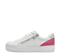 MARCO TOZZI Baskets Plates avec Fermeture éclair pour Femme - Vegan, Blanc/Argent, 37 EU