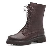 MARCO TOZZI Bottes à lacets pour femme sans talon en cuir synthétique plat, café, 39 EU