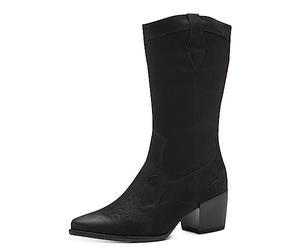 MARCO TOZZI Bottes de cowboy pour femme avec talon en cuir synthétique, Noir, 38 EU