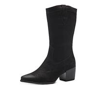 MARCO TOZZI Bottes de cowboy pour femme avec talon en cuir synthétique, Noir, 41 EU