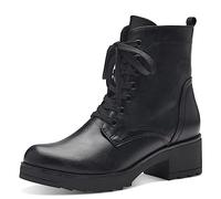 MARCO TOZZI Bottines à lacets pour femme en cuir synthétique - Talon bloc - Noir - Taille 41, Noir antique., 41 EU